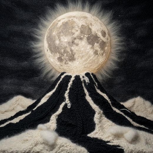Full Moon Over Black Mountain — free Seasons in Yarn knitted art print