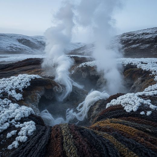 Geothermal Steam Vents — free Seasons in Yarn knitted art print