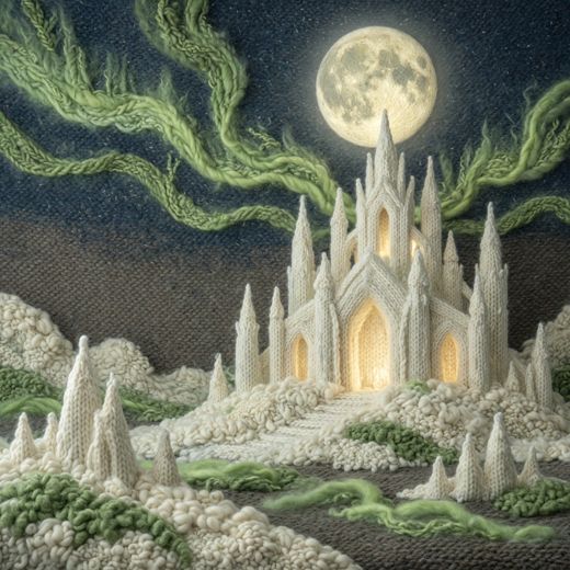 Ice Castle Scene — free Seasons in Yarn knitted art print