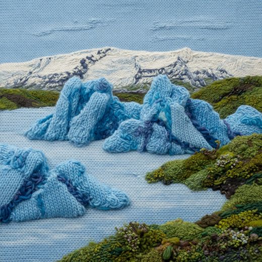 Icebergs In Blue Cove — free Seasons in Yarn knitted art print
