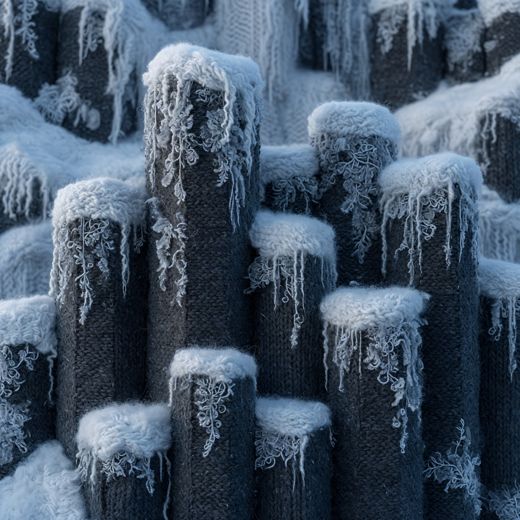 Icicles On Basalt Columns — free Seasons in Yarn knitted art print
