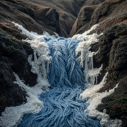 Icy Blue Waterfall — free Seasons in Yarn knitted art print