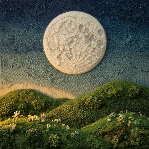 Moon Over Hills — free Seasons in Yarn knitted art print