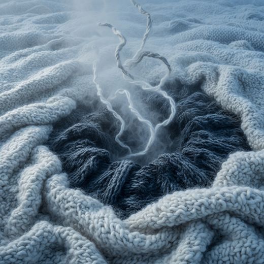 Smoking Volcanic Crater — free Seasons in Yarn knitted art print