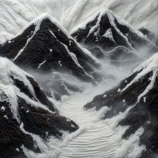 Snowy Mountain Landscape — free Seasons in Yarn knitted art print