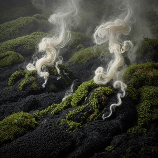 Steam Rising From Moss — free Seasons in Yarn knitted art print