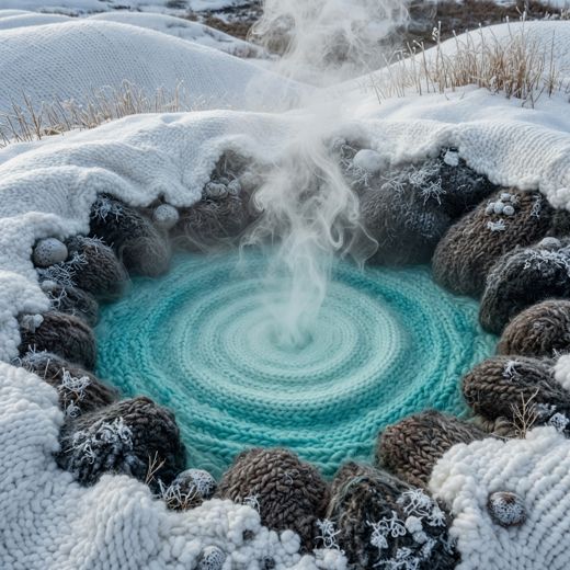 Steaming Hot Spring — free Seasons in Yarn knitted art print